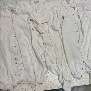 Kissy Kissy Cream and Pink Baby Sleepers lot play